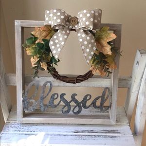 Blessed Fall Thanksgiving Wood Sign with Wreath